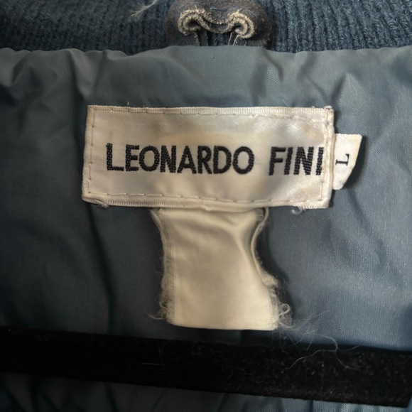 Vintage Blue and Gray Leather Zip Up Jacket - Picture 11 of 13